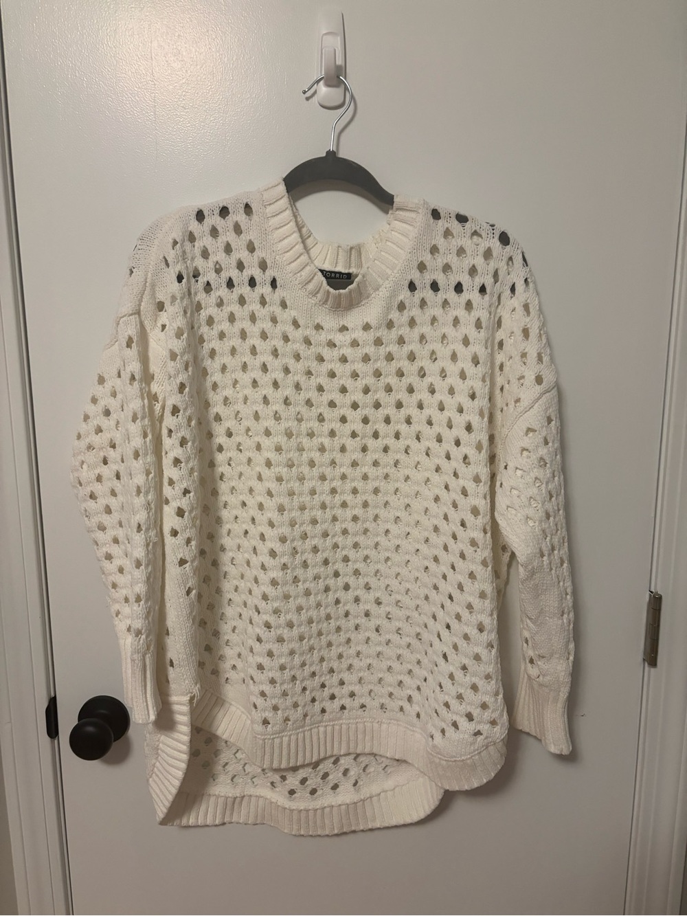 Torrid Ivory Open-Knit Crewneck Sweater